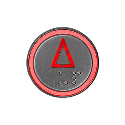 BOTÃO COM BRAILLE LED VERMELHO 32MM 12/24V SETA SOBE