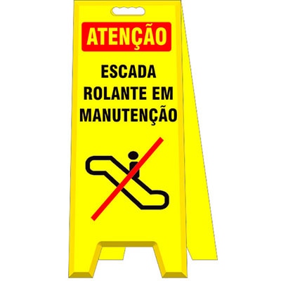 PLACA DE SINALIZAÇÃO - ESCADA ROLANTE EM MANUTENÇÃO (CHÃO)