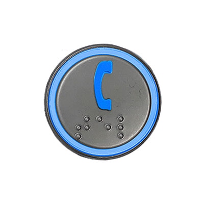 BOTÃO COM BRAILLE LED AZUL 32MM 12 / 24V INTERCOMUNICADOR