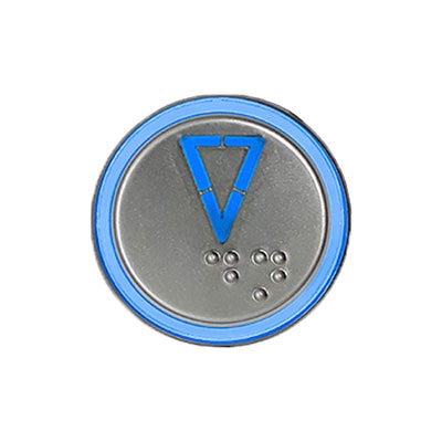 BOTÃO COM BRAILLE LED AZUL 32MM 12 / 24V SETA DESCE