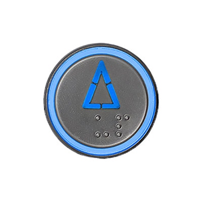BOTÃO COM BRAILLE LED AZUL 32MM 12 / 24V SETA SOBE