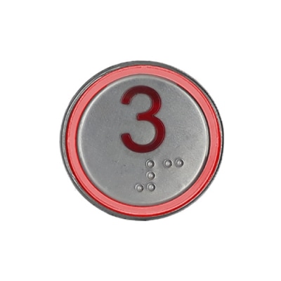 BOTÃO COM BRAILLE LED VERMELHO 32MM 12 / 24V 3